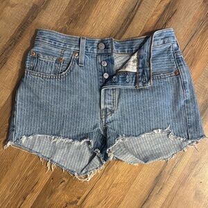 Casual Blue Striped Jean Shorts